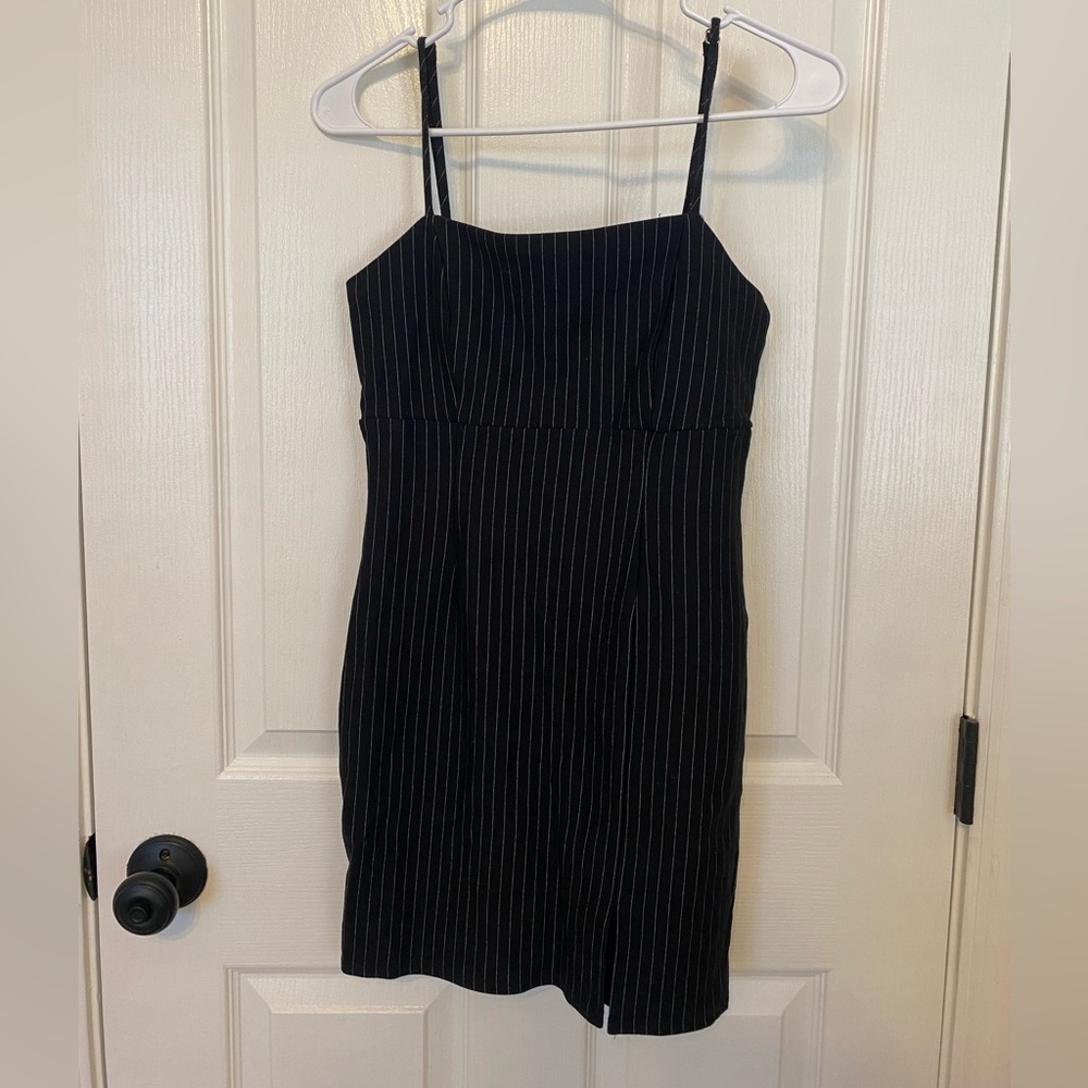 Forever 21 Black and White Pinstriped Mini Dress